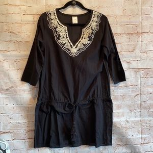 Lands End 439105 voile swim cover up black cotton